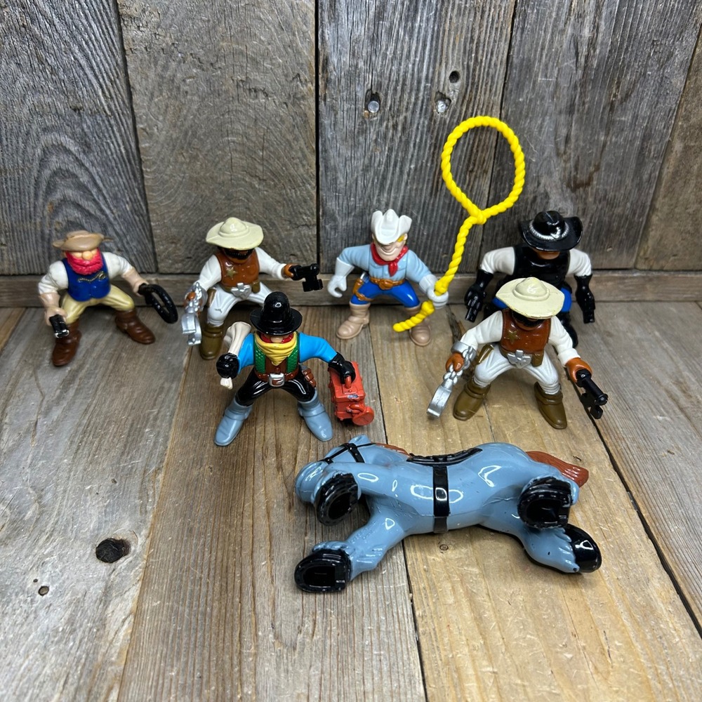 Vintage 1990s Fisher-Price Great Adventures Wild Western Figure Lot 7pc
